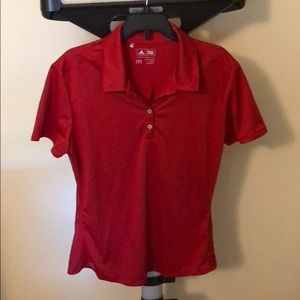 Red golf adidas polo